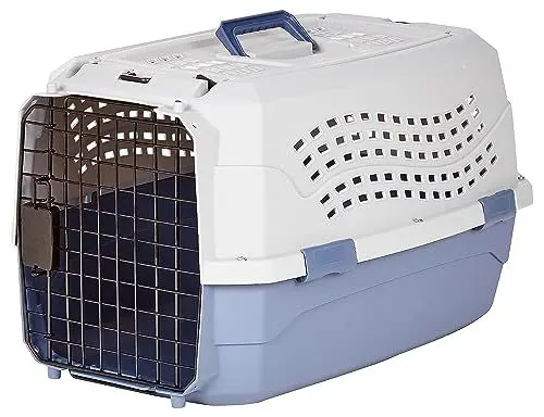Produktbild: Amazon Basics zweitürige, überladbare Hund hütte, 58L x 38W x 33H cm, Blau