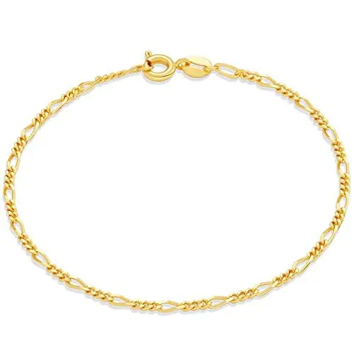 Produktbild: Amazon Essentials 14K Gold Plated Fine Figaro Chain Bracelet 7.5