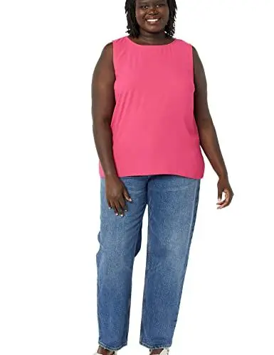 Produktbild: Amazon Essentials Damen Ärmelloses Tanktop für Lagen-Look mit Rundhalsausschnitt und normaler Passform, Intensive Rosa, XL