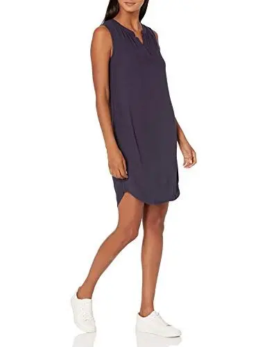 Produktbild: Amazon Essentials Damen Ärmelloses gewebtes Etuikleid, Marineblau, L
