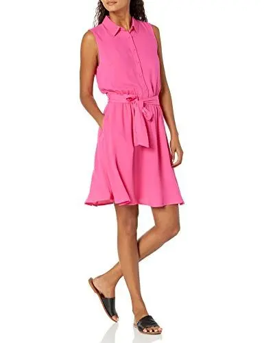Produktbild: Amazon Essentials Damen Ärmelloses gewebtes Hemdkleid mit lockerer Passform, Intensive Rosa, M