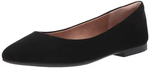 Produktbild: Amazon Essentials Damen Ballerinas mit spitzem Zehenbereich, Schwarz Mikro Wildleder, 37 EU