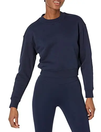 Produktbild: Amazon Essentials Damen Bauchfreies Sweatshirt mit überschnittenen Schultern (in Übergröße erhältlich), Marineblau, L