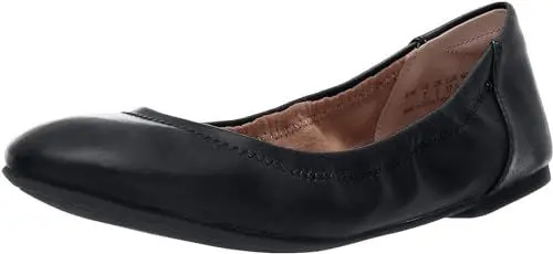 Produktbild: Amazon Essentials Damen Ballerinas Belice Zum Hineinschlüpfen, Schwarz Kunstleder, 44.5 EU