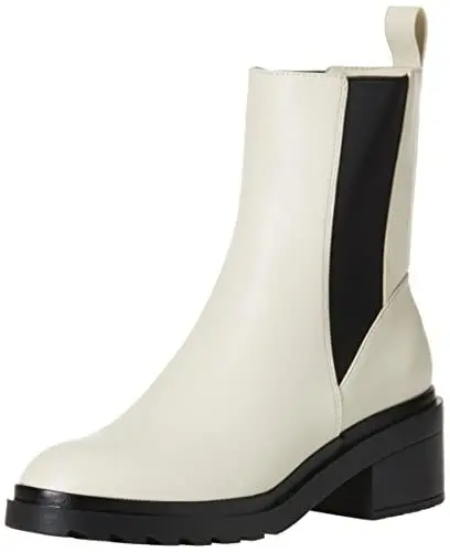 Produktbild: Amazon Essentials Damen Chelsea-Stiefel mit klobiger Sohle, Ecru Kunstleder, 40.5 EU Weit