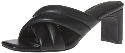 Produktbild: Amazon Essentials Damen Crossover-Sandale mit Absatz, gepolsterten Riemen und Innensohle aus Memory-Schaum, Schwarz Kunstleder, 38.5 EU