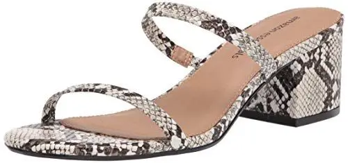 Produktbild: Amazon Essentials Damen Dünne Pantolette mit zwei Riemen und Absatz, Schwarz Weiß Schlangenaufdruck, 36 EU