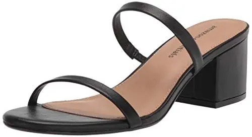 Produktbild: Amazon Essentials Damen Dünne Pantolette mit Zwei Riemen und Absatz, Schwarz, 42 EU