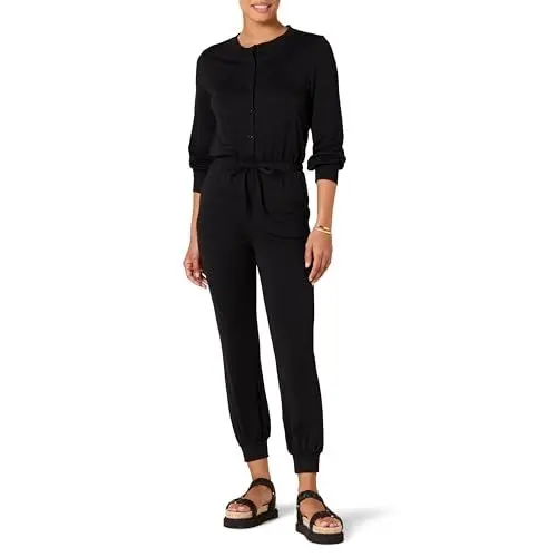Produktbild: Amazon Essentials Damen Fashion Studio Jumpsuit aus Frottee, Schwarz, XL