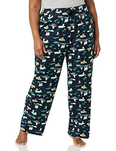 Produktbild: Amazon Essentials Damen Pyjamahose aus Flanell - Auslauffarben, Marineblau Arktische Kreaturen, S