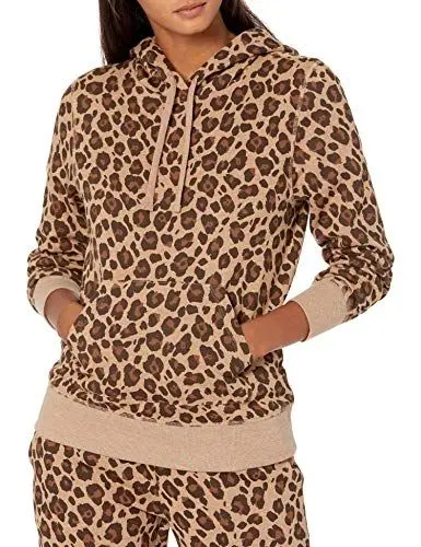 Produktbild: Amazon Essentials Damen Fleece-Kapuzenpullover in normaler Passform (in Übergröße erhältlich), Kamelbraun Leopardenmuster, S