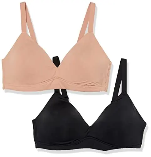 Produktbild: Amazon Essentials Damen Gepolsterter Bralette, 2er-Pack, Gewaschene Bronze/Schwarz, XL Große Größen