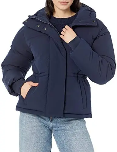 Produktbild: Amazon Essentials Damen Kurz geschnittene Daunenjacke mit Kapuze (in Übergröße erhältlich), Marineblau, XL