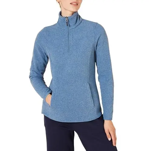 Produktbild: Amazon Essentials Damen Langärmelige Pulloverjacke aus Polarfleece mit Viertelreißverschluss, Klassischer Schnitt - Auslauffarben, Blau Heide, XS