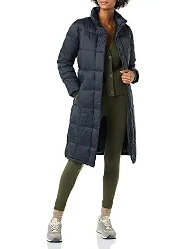 Produktbild: Amazon Essentials Damen Leichter, Gesteppter, Langer Puffer-Wintermantel, Schwarz, XXL