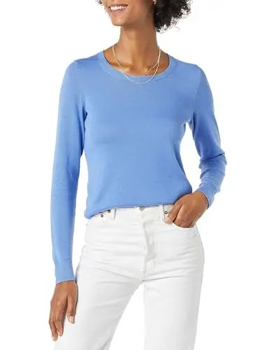 Produktbild: Amazon Essentials Damen Leichter, Langärmeliger Pullover Mit Rundhalsausschnitt (Erhältlich in Übergröße), Blau, XXL Große Größen