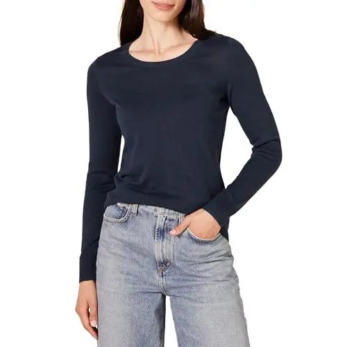Produktbild: Amazon Essentials Damen Leichter, Langärmeliger Pullover Mit Rundhalsausschnitt (Erhältlich in Übergröße), Marineblau, 3XL Große Größen