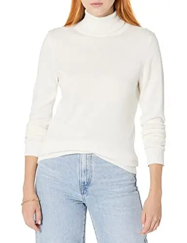 Produktbild: Amazon Essentials Damen Leichter, Langärmeliger Rollkragenpullover, Klassischer Schnitt (Erhältlich In Übergröße), Elfenbein, M
