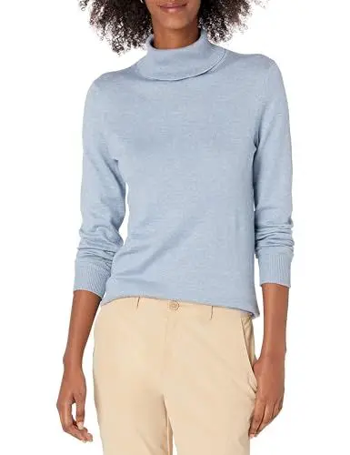 Produktbild: Amazon Essentials Damen Leichter, Langärmeliger Rollkragenpullover, Klassischer Schnitt (Erhältlich In Übergröße), Indigoblau Meliert, M