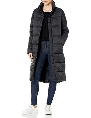 Produktbild: Amazon Essentials Damen Leichter, Langer Cocoon-Puffermantel, Wasserabweisend, Schwarz, XS