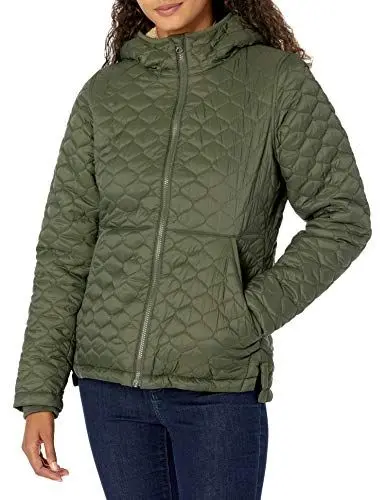Produktbild: Amazon Essentials Damen Leichte, Gesteppte, Wasserabweisende Steppjacke mit Sherpa-Futter Und Durchgehendem Reißverschluss, Olivgrün, M