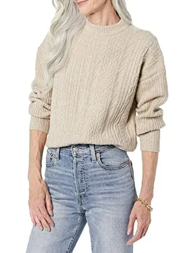 Produktbild: Amazon Essentials Damen Moderner Soft-Touch-Pullover Mit Rundhalsausschnitt (Erhältlich In Übergröße), Bräunen Heide, S