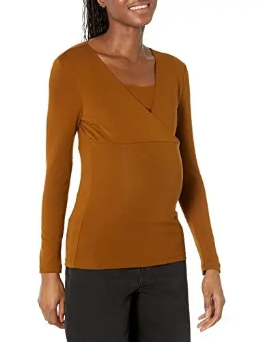 Produktbild: Amazon Essentials Damen Mutterschafts-Stilltop mit V-Ausschnitt, Dunkles Kastanienbraun, XXL