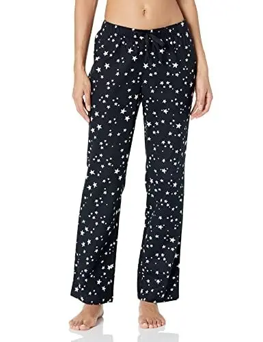 Produktbild: Amazon Essentials Damen Pyjamahose aus Flanell, Schwarz Sterne, L