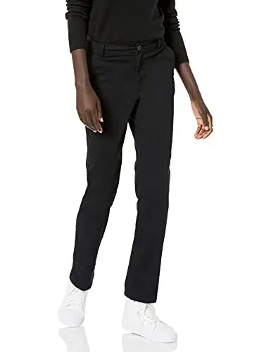 Produktbild: Amazon Essentials Damen Schmal geschnittene Chinohose aus Stretch-Twill mit geradem Bein, Schwarz, 38-40