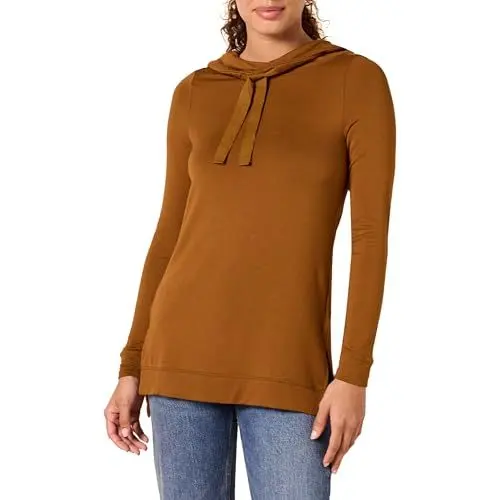 Produktbild: Amazon Essentials Damen Superweiche Tunika aus Frottee mit Langen Ärmeln und Stehkragen (Früher Daily Ritual), Dunkles Kastanienbraun, XXL