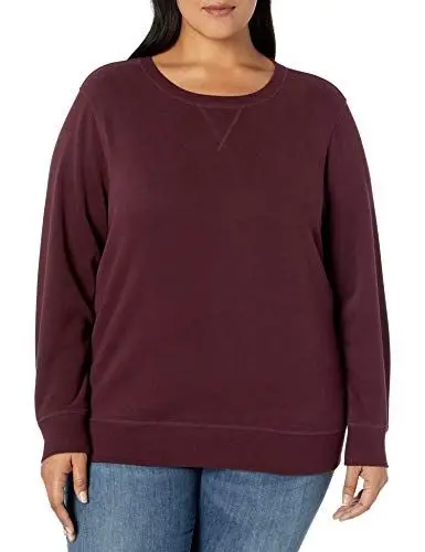 Produktbild: Amazon Essentials Damen Fleece-Sweatshirt mit Rundhalsausschnitt (in Übergröße erhältlich), Maronibraun, S