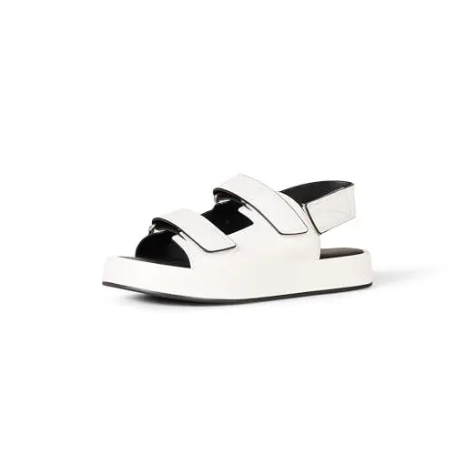 Produktbild: Amazon Essentials Damen Verstellbare Plateau-Sandale mit Dreifachriemen, Weiß Kunstleder, 35 EU