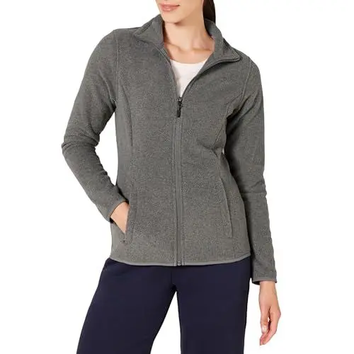 Produktbild: Amazon Essentials Damen Weiche Polarfleece-Jacke mit durchgehendem Reißverschluss in klassischer Passform (erhältlich in Übergrößen), Dunkelgrau Meliert, S