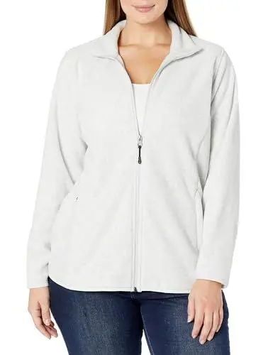 Produktbild: Amazon Essentials Damen Weiche Polarfleece-Jacke mit durchgehendem Reißverschluss in klassischer Passform (erhältlich in Übergrößen), Hellgrau Meliert, L