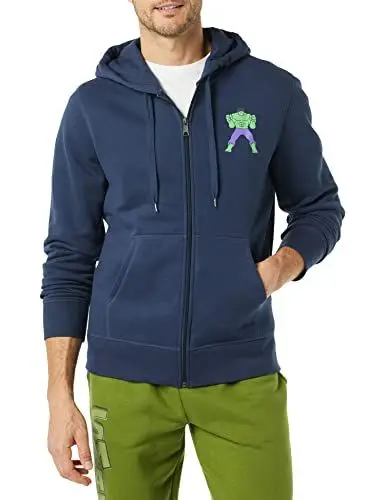 Produktbild: Amazon Essentials Disney | Marvel | Star Wars Herren Fleece-Kapuzenpulli mit durchgehendem Reißverschluss - Auslauffarben, Marvel Hulk, 6XL Große Größen