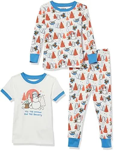 Produktbild: Amazon Essentials Disney | Marvel | Star Wars Jungen Eng anliegende Baumwoll-Schlafanzüge, 3-Piece Star Wars Mando Winter, 9 Jahre