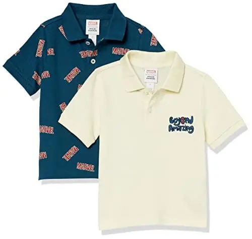 Produktbild: Amazon Essentials Disney | Marvel | Star Wars Jungen Kurzärmlige Piqué-Poloshirts, 2er-Pack, Marvel Spider-Man, 10 Jahre