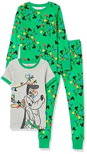 Produktbild: Amazon Essentials Disney | Marvel | Star Wars Jungen Pyjama-Set (Früher Spotted Zebra), 2er-Pack, Grün/Grau Mickey Holiday, 9 Jahre