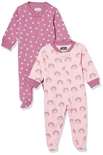 Produktbild: Amazon Essentials Disney | Marvel | Star Wars Unisex Baby Baumwoll-Strampler mit Fuß - Auslauffarben, 2er-Pack, 2er-pack Star Wars Tiny Rebel, Frühchen