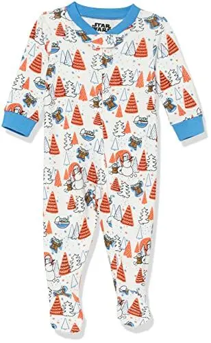 Produktbild: Amazon Essentials Disney | Marvel | Star Wars Unisex Baby Eng anliegender Pyjama aus Baumwolle mit Fuß, White Star Wars Mando, 18 Monate