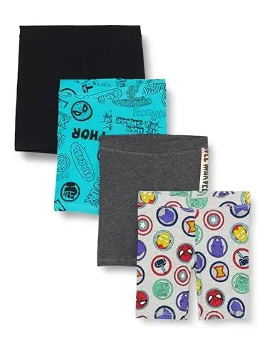 Produktbild: Amazon Essentials Disney | Marvel | Star Wars | Frozen | Princess Mädchen Radshorts (zuvor Spotted Zebra), 4er-Pack, Marvel Icons, 4 Jahre