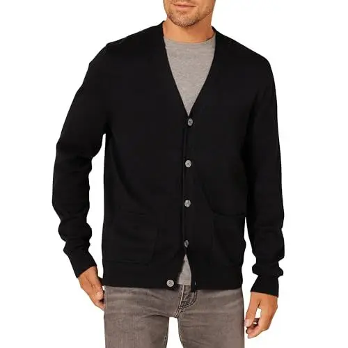 Produktbild: Amazon Essentials Herren Strickjacke aus Baumwolle, Schwarz, XXL