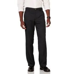 Produktbild: Amazon Essentials Herren Flatfront-Anzughose mit Erweiterbarem Bund, Klassisch Geschnitten, Schwarz, 34W / 30L