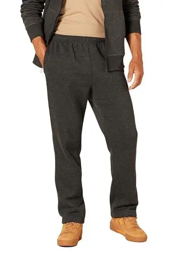 Produktbild: Amazon Essentials Herren Fleece-Jogginghose mit offenem Saum (erhältlich in Übergrößen), Dunkelgrau Meliert, M