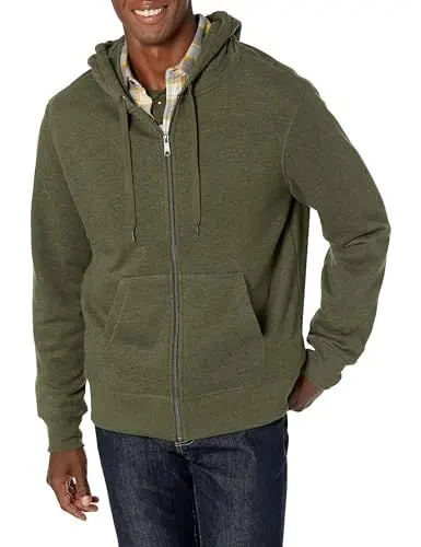 Produktbild: Amazon Essentials Herren Fleece-Kapuzenpulli mit durchgehendem Reißverschluss (erhältlich in den Größen Big & Tall), Olivenheide, L
