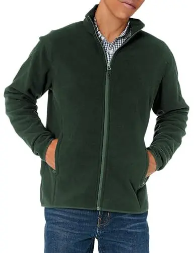 Produktbild: Amazon Essentials Herren Fleecejacke mit durchgehendem Reißverschluss (in Big und Tall erhältlich), Tannengrün, M