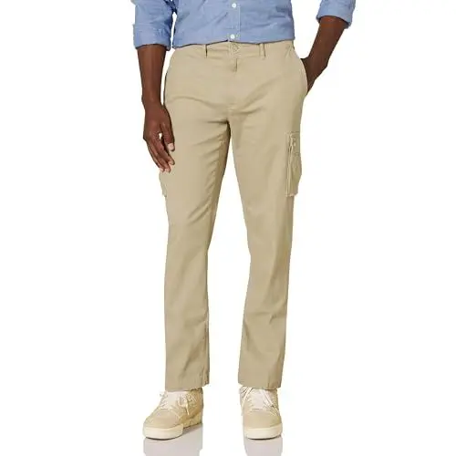 Produktbild: Amazon Essentials Herren Gerade geschnittene Stretch-Cargohose (erhältlich in Big & Tall), Khakibraun, 36W / 30L