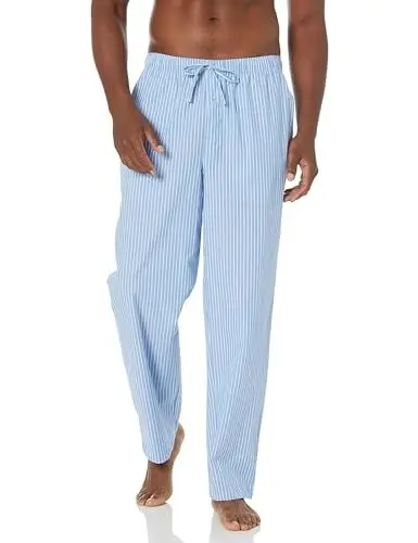 Produktbild: Amazon Essentials Herren Gewebte Straight-Fit Pyjamahose Mit Taschen, Hellblau Streifen, M