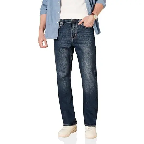 Produktbild: Amazon Essentials Herren Stretchjeans, Gerade Geschnitten, Dunkle Waschung, 32W / 32L