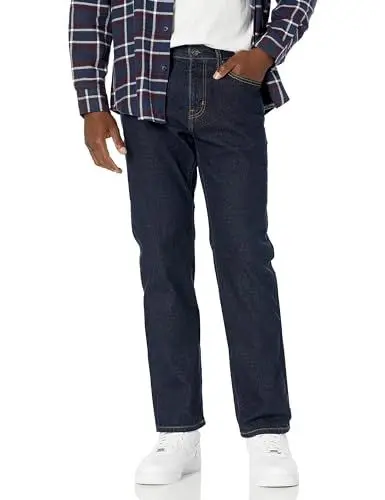 Produktbild: Amazon Essentials Herren Stretchjeans, Gerade Geschnitten, Leicht Ausgespült, 60W / 28L